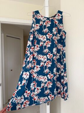 Halogen Teal Floral Sleeveless Dress Size Large